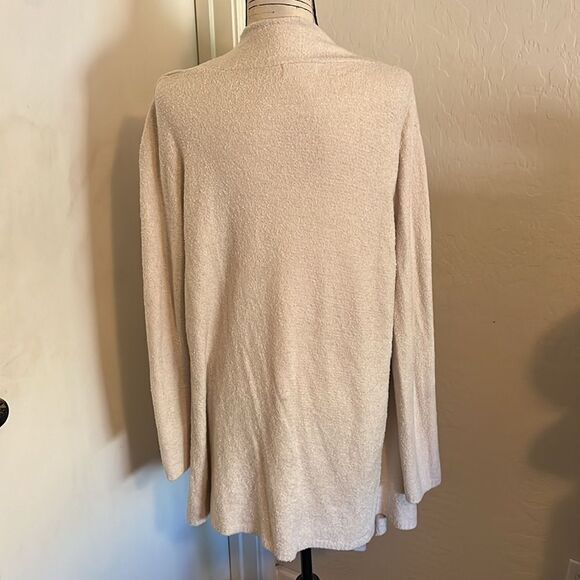 Barefoot Dreams CozyChic Lite Tan Open Style Cardigan Sweater Feminine Modern - Picture 3 of 9